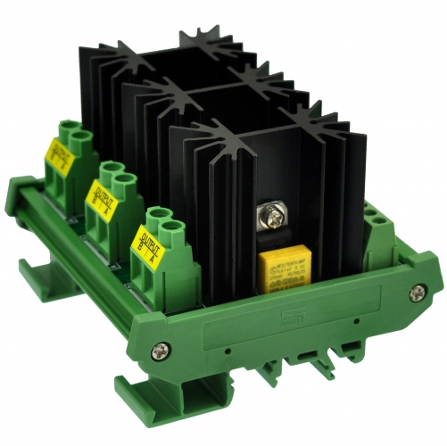 CZH-LABS DIN Rail Mount 3 Channel 12 Amp Solid State Relay SSR Module, in 4~32VDC, out 100~240VAC.