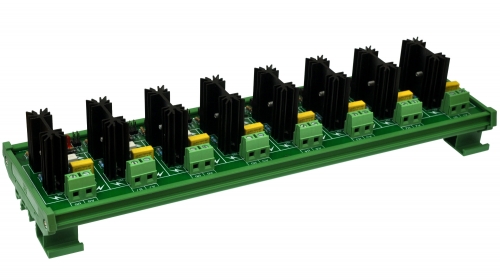 ELECTRONICS-SALON DIN Rail Mount 8 Channel 6 Amp SSR Module Board, in 4~32VDC, out 100~240VAC.