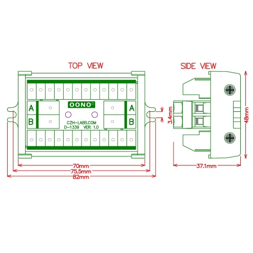 OONO Screw Mount 30A/300V 2x12 Position Terminal Block Distribution Module.