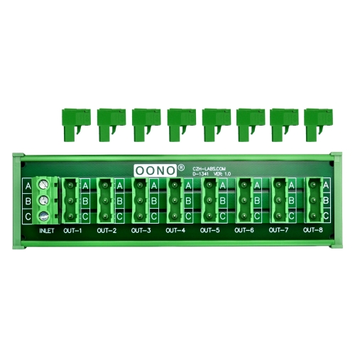 OONO DIN Rail Mount 30A/300V 8x3 Position Pluggable Terminal Block Distribution Module