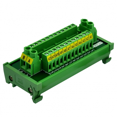 HCDC DIN Rail Mount 30Amp/300V 2x12 Position Screw Terminal Block Distribution Module.