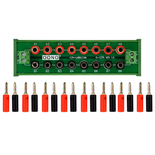 DIN Rail Mount 2 x 8 Position Banana Jack Distribution Module, DC Power Strip