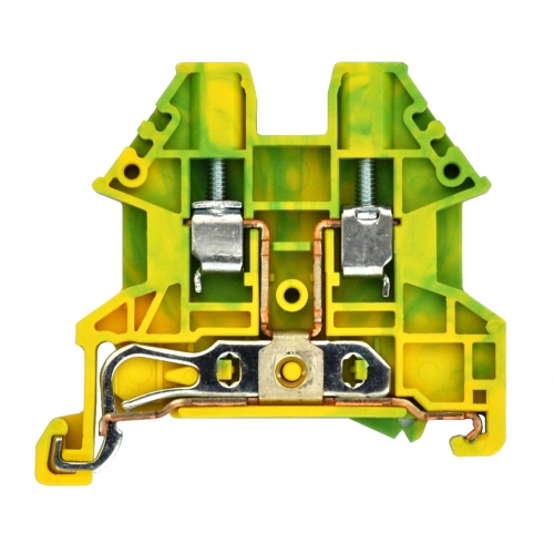 Dinkle DK2.5N-PE DIN Rail Screw Terminal Block - Grounding / Protecting Earthing