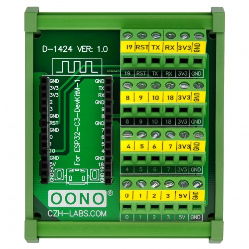 DIN Rail Mount Screw Terminal Block Breakout Module Board for ESP32-C3-DevKitM-1