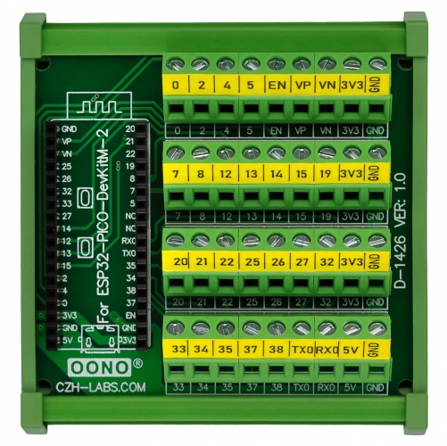 DIN Rail Mount Screw Terminal Block Breakout Module Board for ESP32-PICO-DevKitM-2
