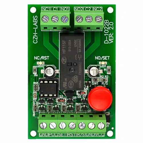 Panel Mount Momentary-Switch/Pulse-Signal Control Latching DPDT Relay Module,12V.