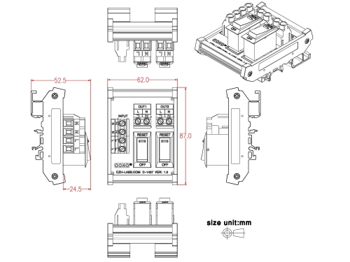 Resettable Thermal Circuit Breaker Overload Protector 8 Channel Power  Distribution Module DIN Rail Mount