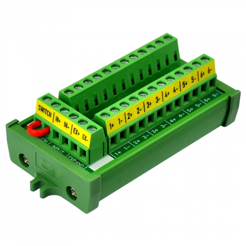 Screw Mount 16Amp 12 Position Terminal Block Distribution Module, with External Switch and Expand Port
