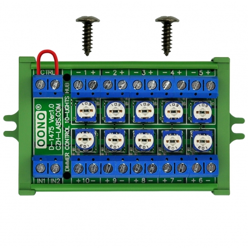 Dimmer Control 10-Lights LED Hub Distribution Module, AC/DC 5 to 24V Input, for HO / N / O Train Model