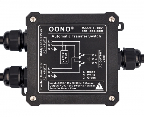 AC120V 15A Automatic Transfer Switch, ATS Auto Transfer Switch, OONO F-1051
