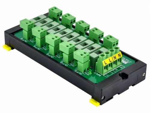 Screw Mount Fused AC 24-250V 10 Position Pluggable Terminal Block Power Distribution Module