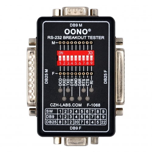 RS232 Breakout Tester LED Monitor Module, DB9M/F x DB25M/F Breakout Board