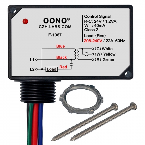 AC208-240V On/Off Switching Electric Heating Relay with Built-in 24V Transformer, OONO F-1067