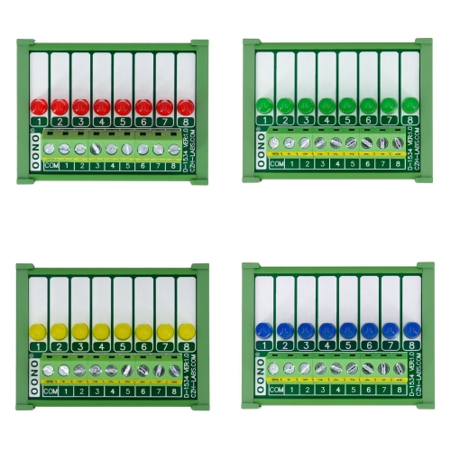 DIN Rail Mount 8 LEDs Indicator Light Module, Support 5~50VDC Common Positive and Negative, Available in Red Green Yellow Blue