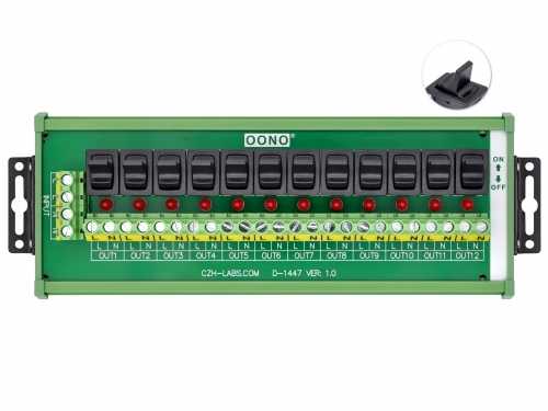 Wall Mount 12 Channel Paddle Rocker Switch AC 115V 230V Power Distribution Strip Module