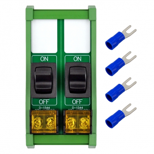 DIN Rail Mount 2 Channel Paddle Rocker Switch Module, 10Amp 250VAC / 50VDC