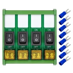 DIN Rail Mount 4 Channel Rocker Switch Module, 10Amp 250VAC / 50VDC
