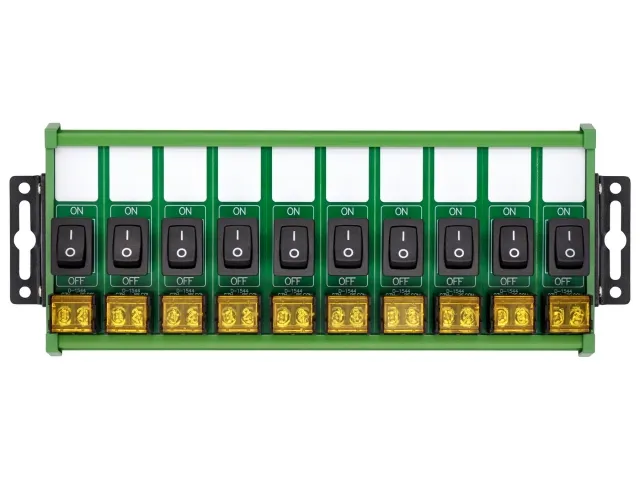 Wall Mount 10 Channel Rocker Switch Module, 10Amp 250VAC / 50VDC