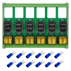 DIN Rail Mount 6 Channel Paddle Rocker Switch Module, 10Amp 250VAC / 50VDC