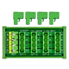 DIN Rail Mount 30A/300V 4x4 Position Pluggable Terminal Block Distribution Module, OONO D-1554T