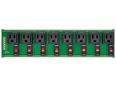 DIN Rail Mount AC 120V NEMA 5-15R 8 Receptacle Outlet Power Module, with Rocker Switch Thermal Circuit Breaker Overload Protector