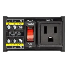 DIN Rail Mount AC 120V NEMA 5-15R Single Receptacle Outlet Power Strip Module, with Rocker Switch Thermal Circuit Breaker Overload Protector