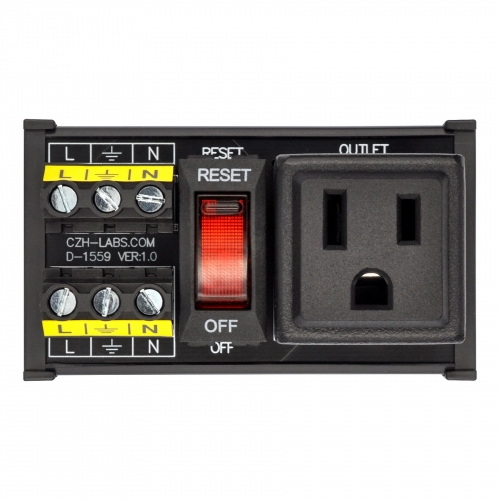 DIN Rail Mount AC 120V NEMA 5-15R Single Receptacle Outlet Power Strip Module, with Rocker Switch Thermal Circuit Breaker Overload Protector