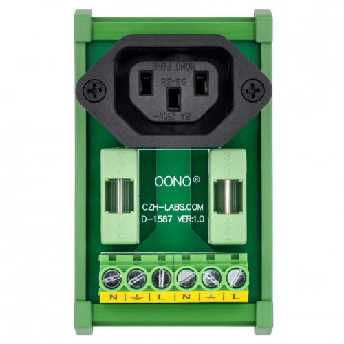 DIN Rail Mount AC 250V IEC320 C13 Receptacle Outlet Power Module, with Dual 6.3Amp Fuse Protection