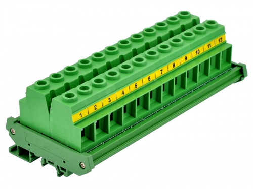 DIN Rail Mount 90Amp 600V 12 Position Screw Terminal Block Distribution Module