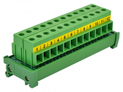 DIN Rail Mount 52Amp 300V 12 Position Screw Terminal Block Distribution Module