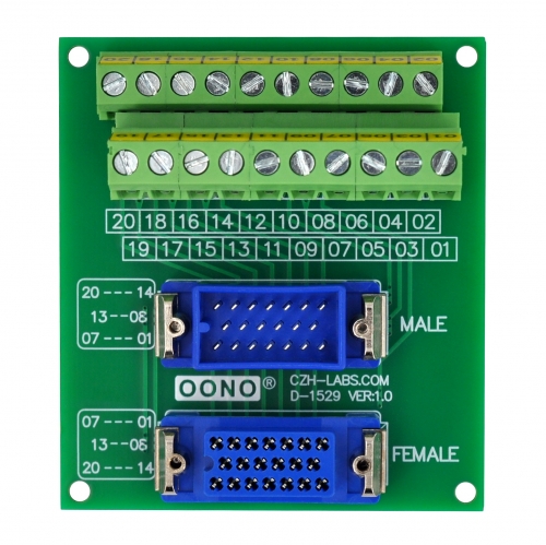 MR20 Male-Female Breakout Board Terminal Block Interface Module, MR-20RMD2 MR-20RFD2