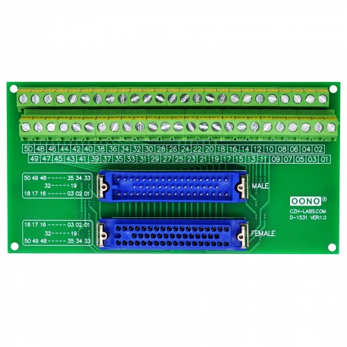 MR50 Male-Female Breakout Board Terminal Block Interface Module, MR-50RMD2 MR-50RFD2