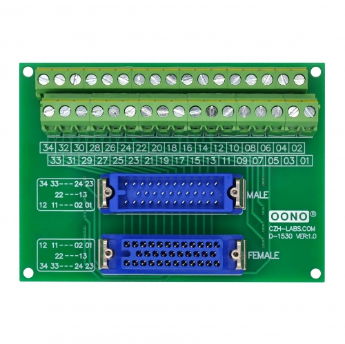 MR34 Male-Female Breakout Board Terminal Block Interface Module, MR-34RMD2 MR-34RFD2