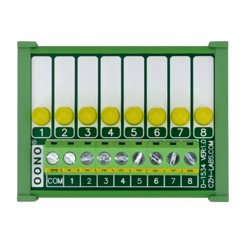 DIN Rail Mount 8 Yellow LED Indicator Light Module, Support 5-50VDC Common Positive and Negative