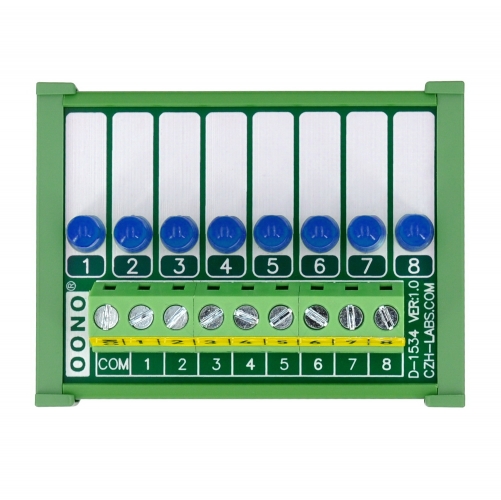 DIN Rail Mount 8 Blue LED Indicator Light Module, Support 5-50VDC Common Positive and Negative