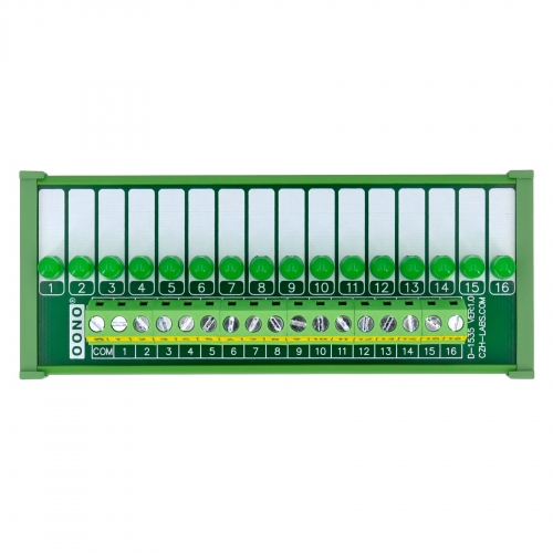 DIN Rail Mount 16 Green LED Indicator Light Module, Support 5-50VDC Common Positive and Negative