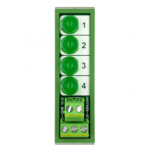 DIN Rail Mount DC 5-32V Common Negative 4 Green 10mm LED Indicator Light Module