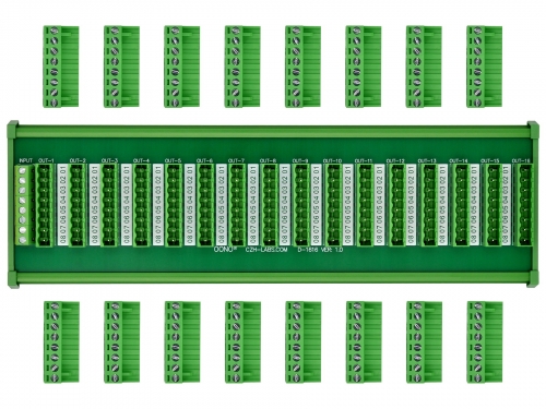 DIN Rail Mount 10A/300V 16x8 Pole Pluggable Screw Terminal Block Distribution Module