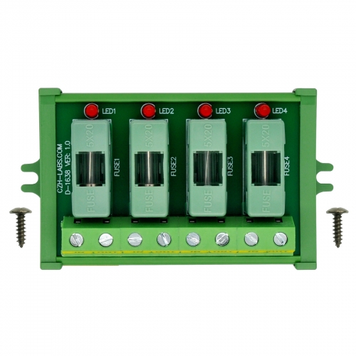 Screw Mount DC 5 - 50V 4 Channel Fuse Module, OONO D-1638DP