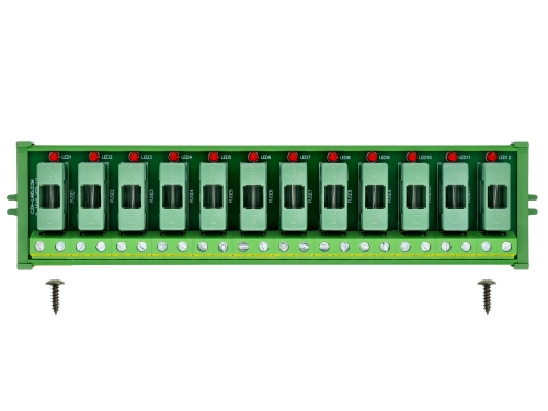 Screw Mount DC 5 - 50V 12 Channel Fuse Module, OONO D-1640DP