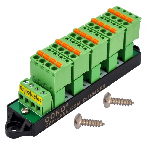 16Amp 300V 4x6 Position Pluggable Screwless Terminal Block Distribution Module. OONO D-1654GPN