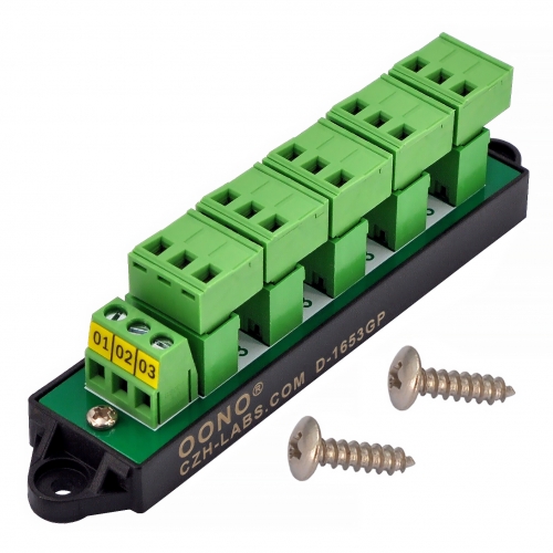 16Amp 300V 3x6 Position Pluggable Terminal Block Distribution Module. OONO D-1653GP