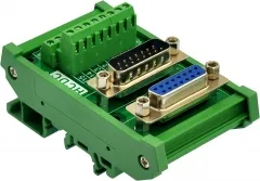 DIN Rail Mount D-SUB Male-Female Interface Module Terminal Block Breakout Board (DB15)