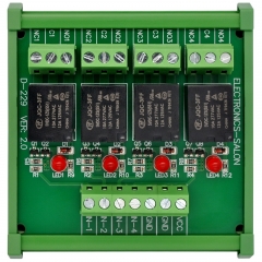 ELECTRONICS-SALON DIN Rail Mount 4 SPDT 10Amp Power Relay Interface Module, DC 5V Version.
