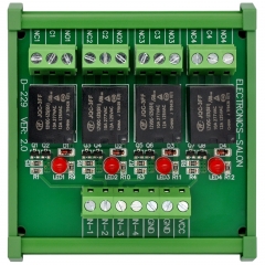 ELECTRONICS-SALON DIN Rail Mount 4 SPDT 10Amp Power Relay Interface Module, DC 24V Version.