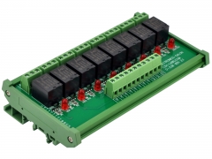 ELECTRONICS-SALON DIN Rail Mount 8 SPDT Power Relay Interface Module, 10A Relay, 12V Coil.