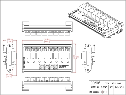 ELECTRONICS-SALON DIN Rail Mount 8 DPDT Signal Relay Interface Module Operating Voltage Dc 12v - View #3