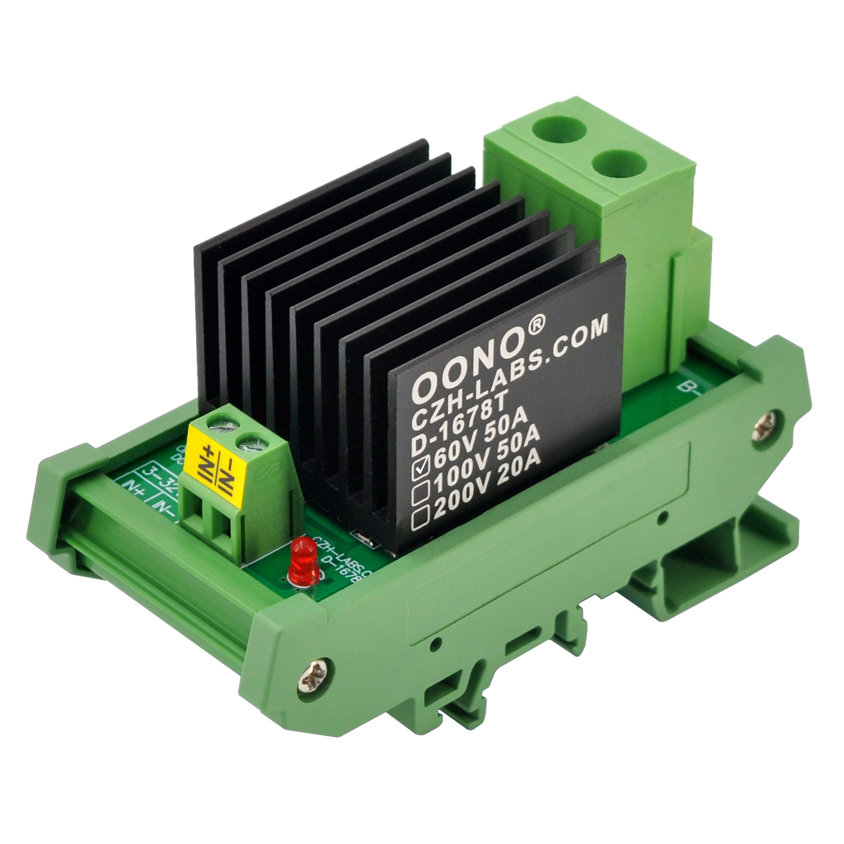 DC-DC 50Amp 60V Isolated SSR Module, DIN Rail Mount Solid State Relay