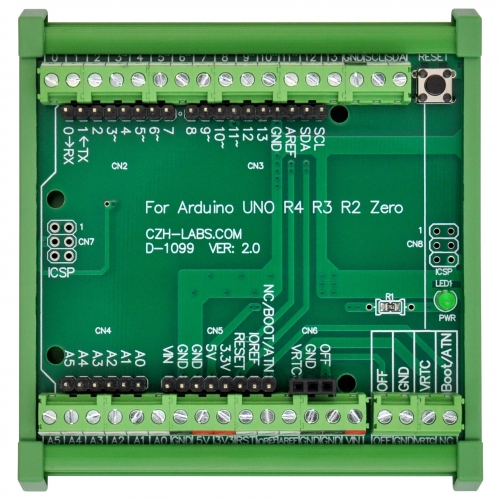DIN Rail Mount Screw Terminal Block Adapter Module, For Arduino UNO R4 R3 R2 Zero, CZH-LABS D-1099T Ver 2.0