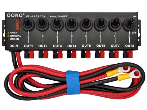 Wired 8 Channel Anderson Powerpole Connector Power Splitter Distributor Source Strip, with 8 Independent Control Switches